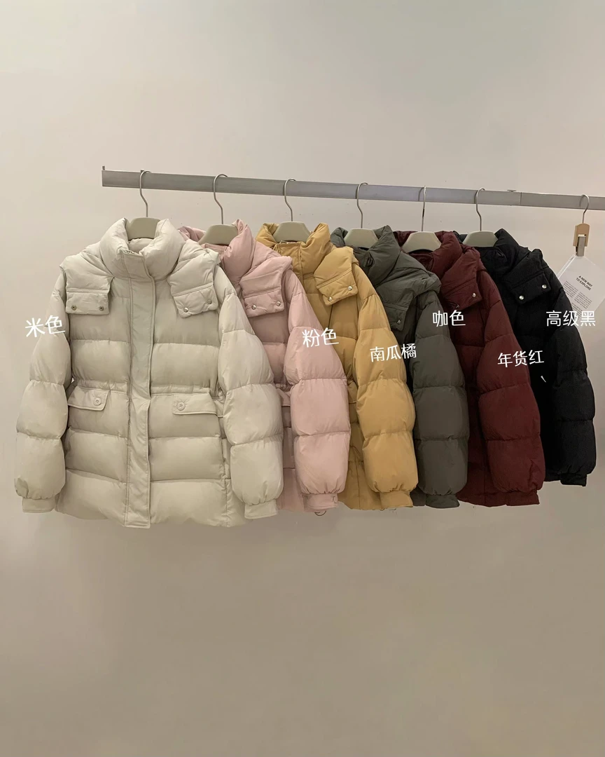 厂家清～伊多变韩货原版收腰连帽羽绒服外套8079