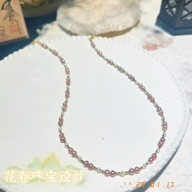 【清奕】粉色珍珠项链多样性其一发货