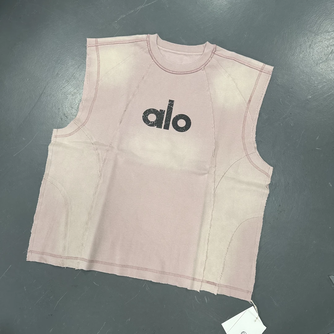 外贸380克美式吊染做旧宽肩背心奢潮坎肩 男士宽松多色T恤背心