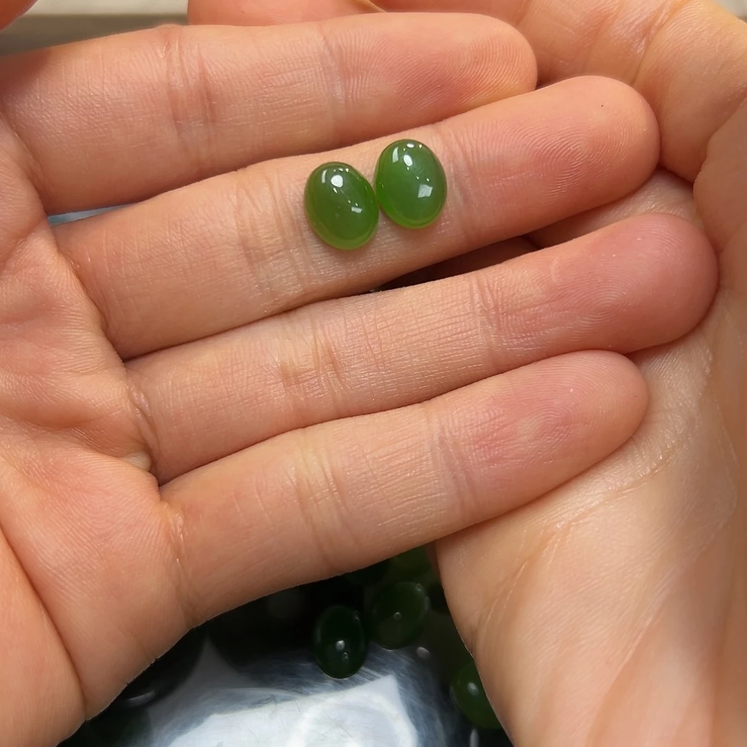 和田玉银S925镶嵌耳饰半***傻