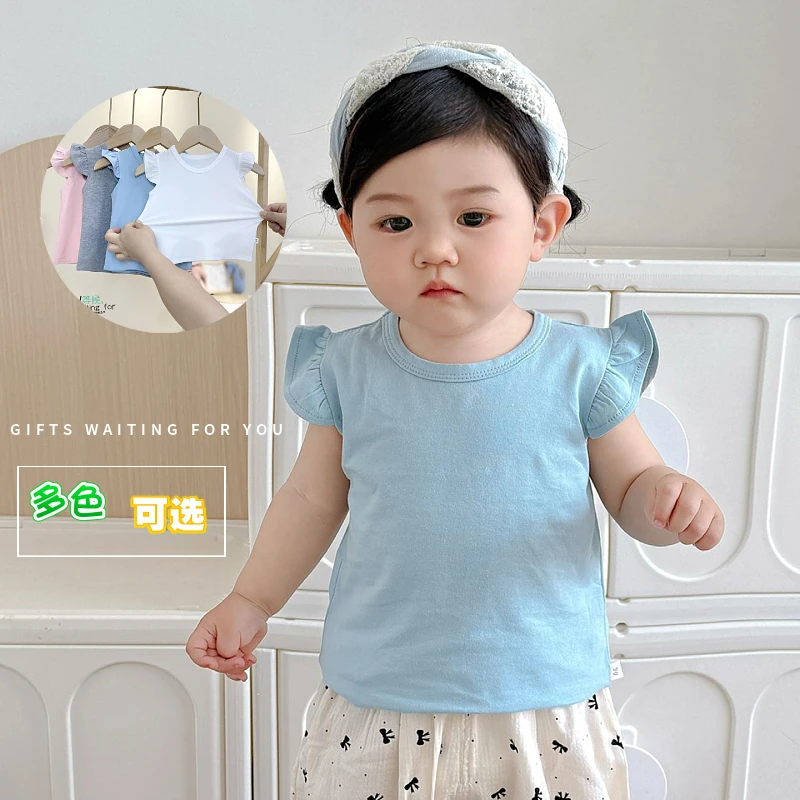 女宝宝夏季时尚薄款无袖儿童纯棉t恤小女孩婴儿打底衫背心上衣T恤