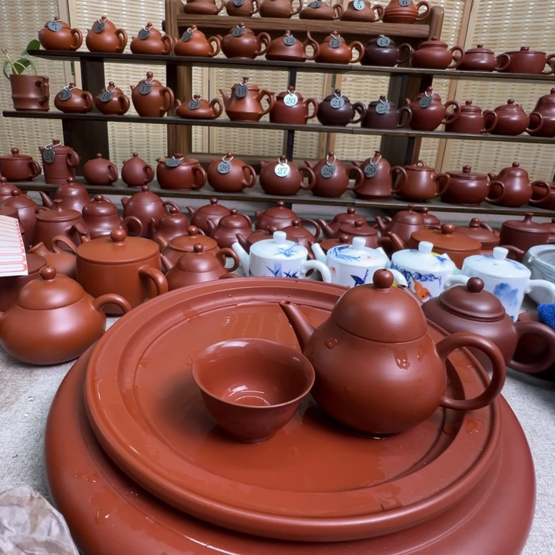 ***༽茶壶紫砂微瑕壶加两个杯子