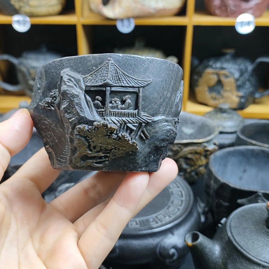 紫砂茶壶山水主人杯冰碛岩