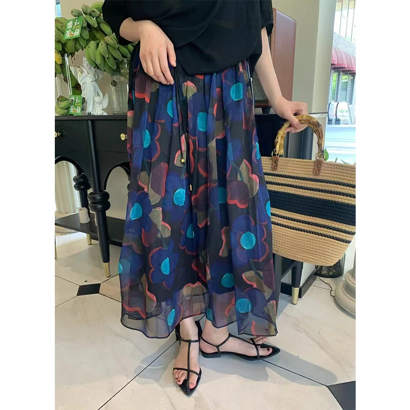 时尚印花大裙摆百搭显瘦遮肚半身裙女 PX1-71