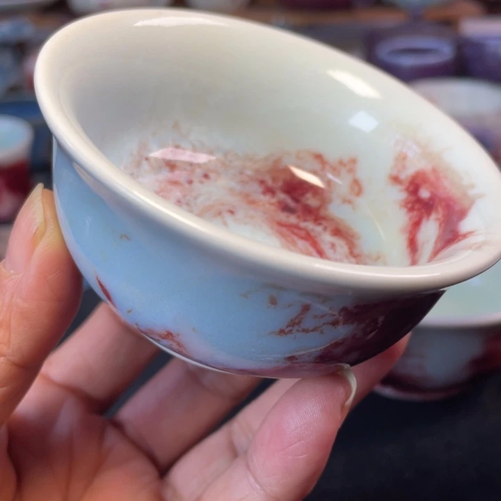 摆件玉石釉手工压手杯