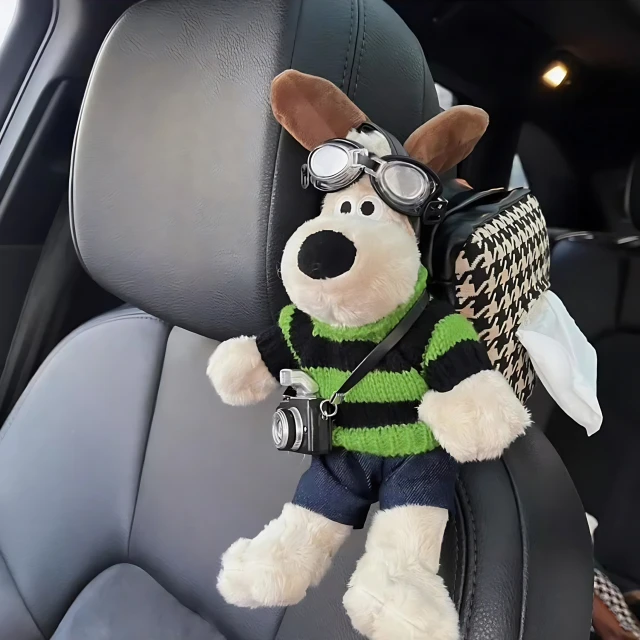 车载掌门狗纸巾盒挂式可爱个性车内饰品扶手箱网红汽车抽纸盒车用