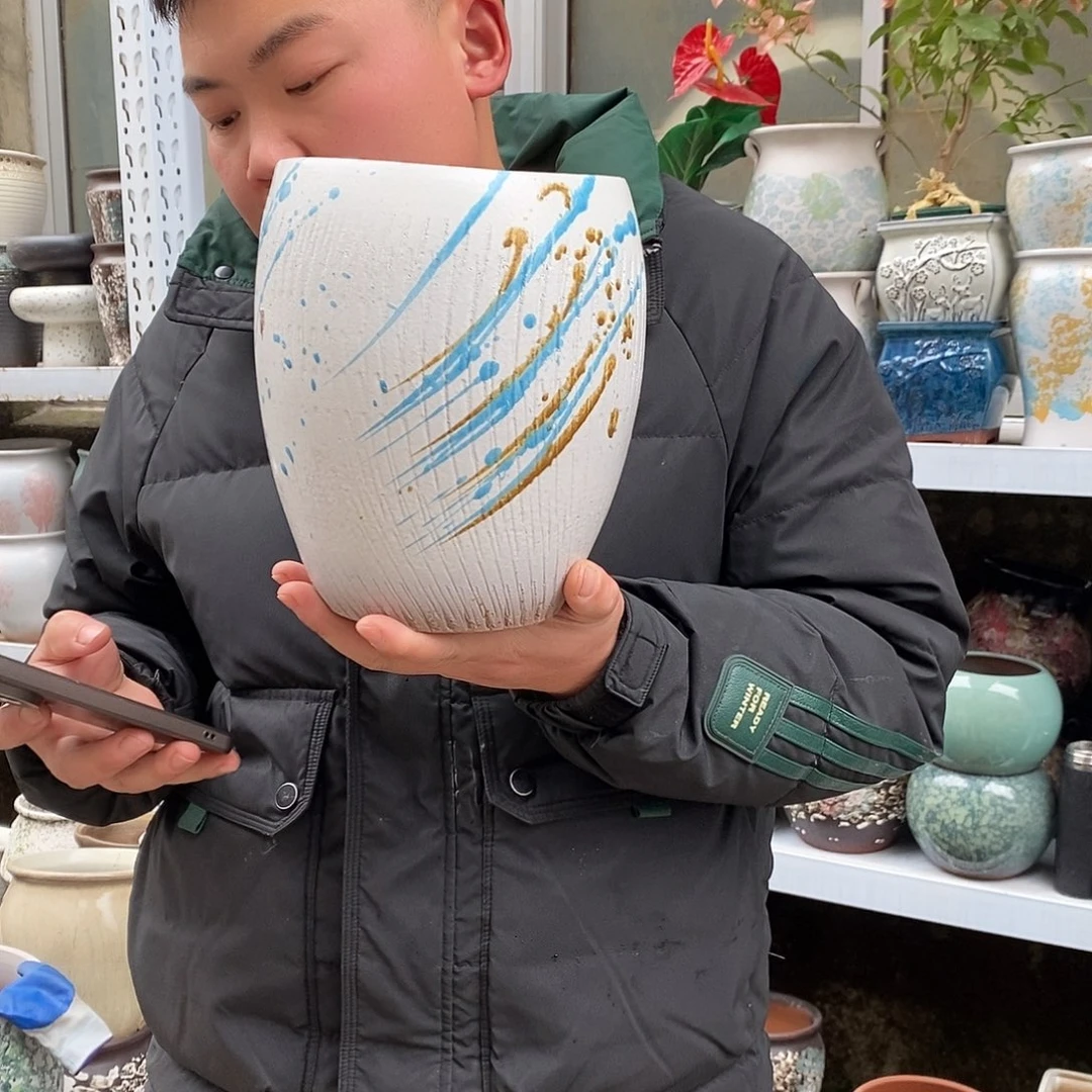 紫砂花盆口16高20瑕疵