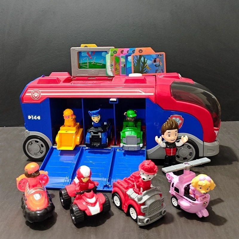 汪汪队变形狗狗玩具套装全套音乐中巴瞭望塔回力惯性巡逻车套装