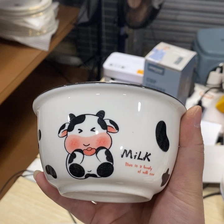 摆件陶1494号4.6英寸6个装奶牛米饭碗