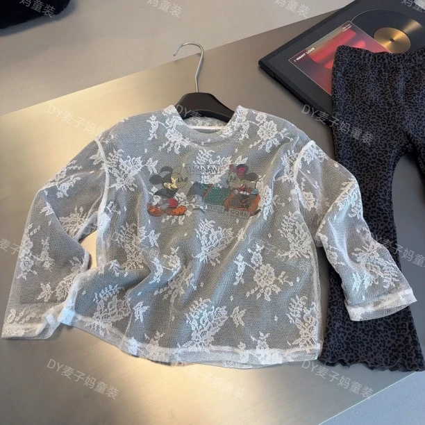 现货MZ.儿童秋季女童韩系蕾丝花假两件长袖129