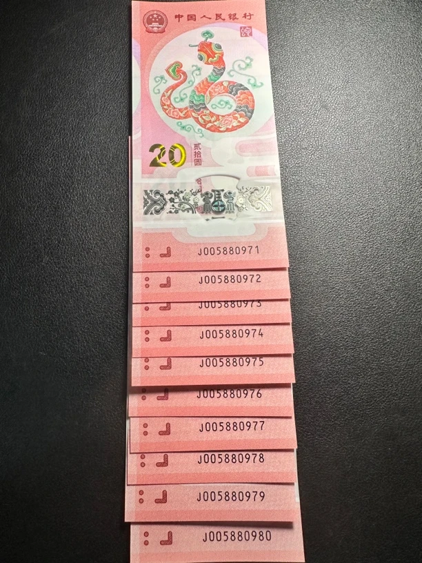 蛇钞 带金马王标十 尾0971～980