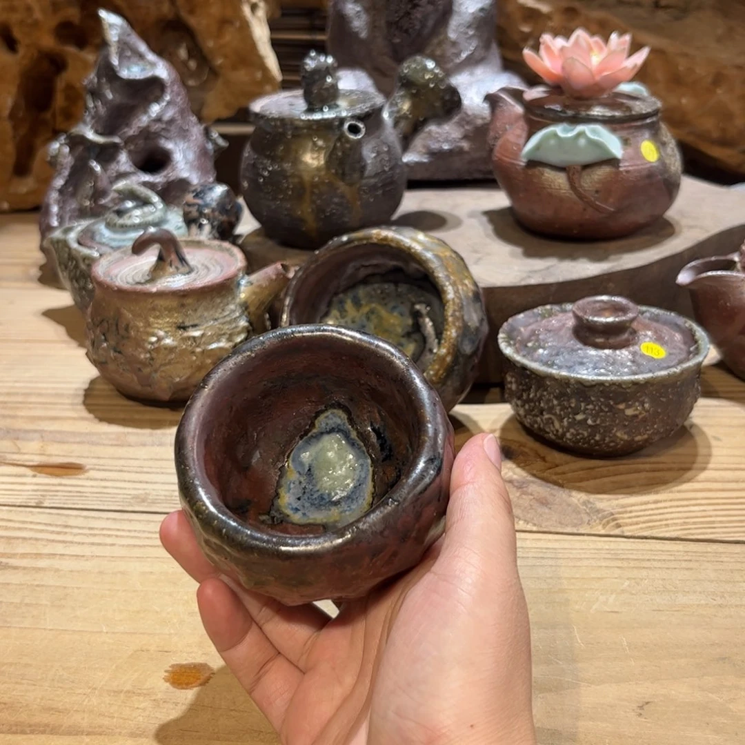 柴烧手工茶具茶杯