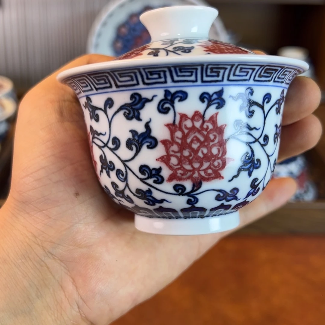 盖碗景德镇茶器百宝箱手工手绘