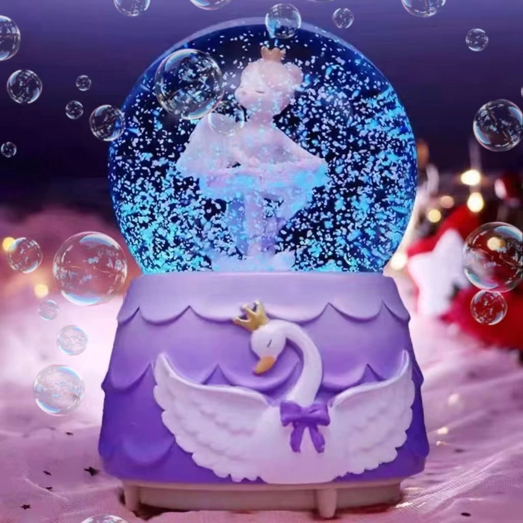 月亮公主水晶球音乐盒雪花天使跳舞女孩旋转公主八音盒女生日礼物