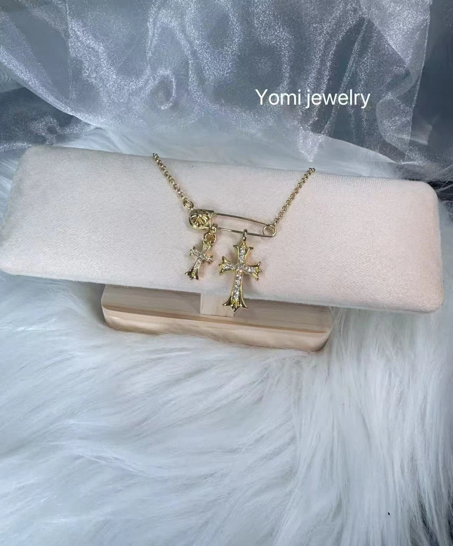 合金珐琅吊坠 十字架复古别针链彩钻混搭简约时尚百搭