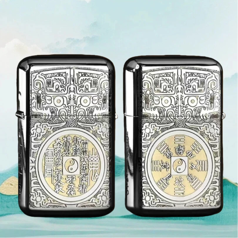 ZORRO佐罗白镍山鬼花钱煤油防风打火机男士送男友达人1无油