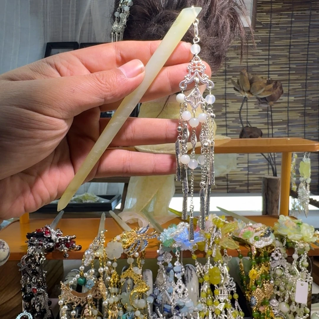 蛇纹石玉合金发饰