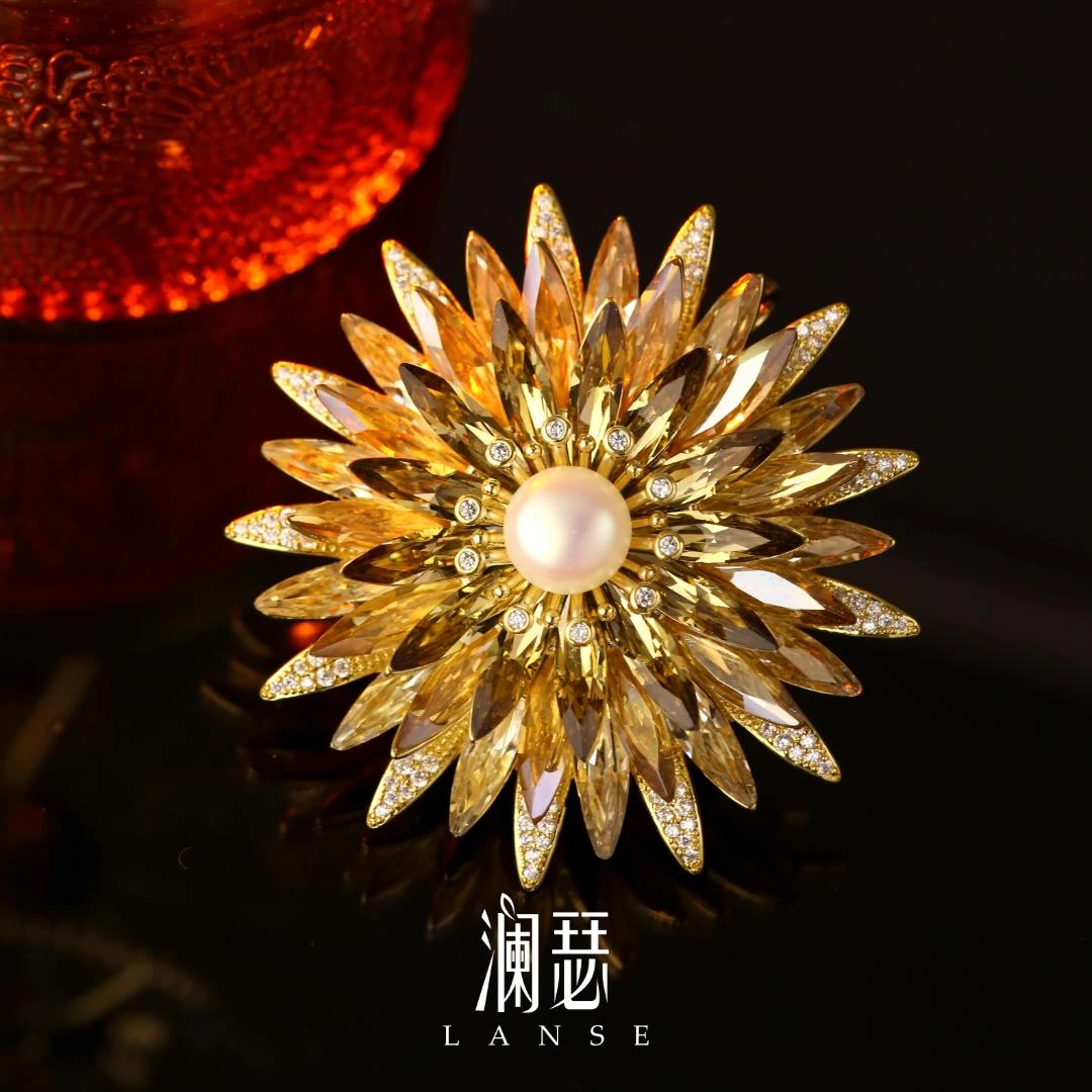 澜瑟 铜合金锆石胸针 【XZ5289耀阳宇宙】胸针复古宫廷轻奢