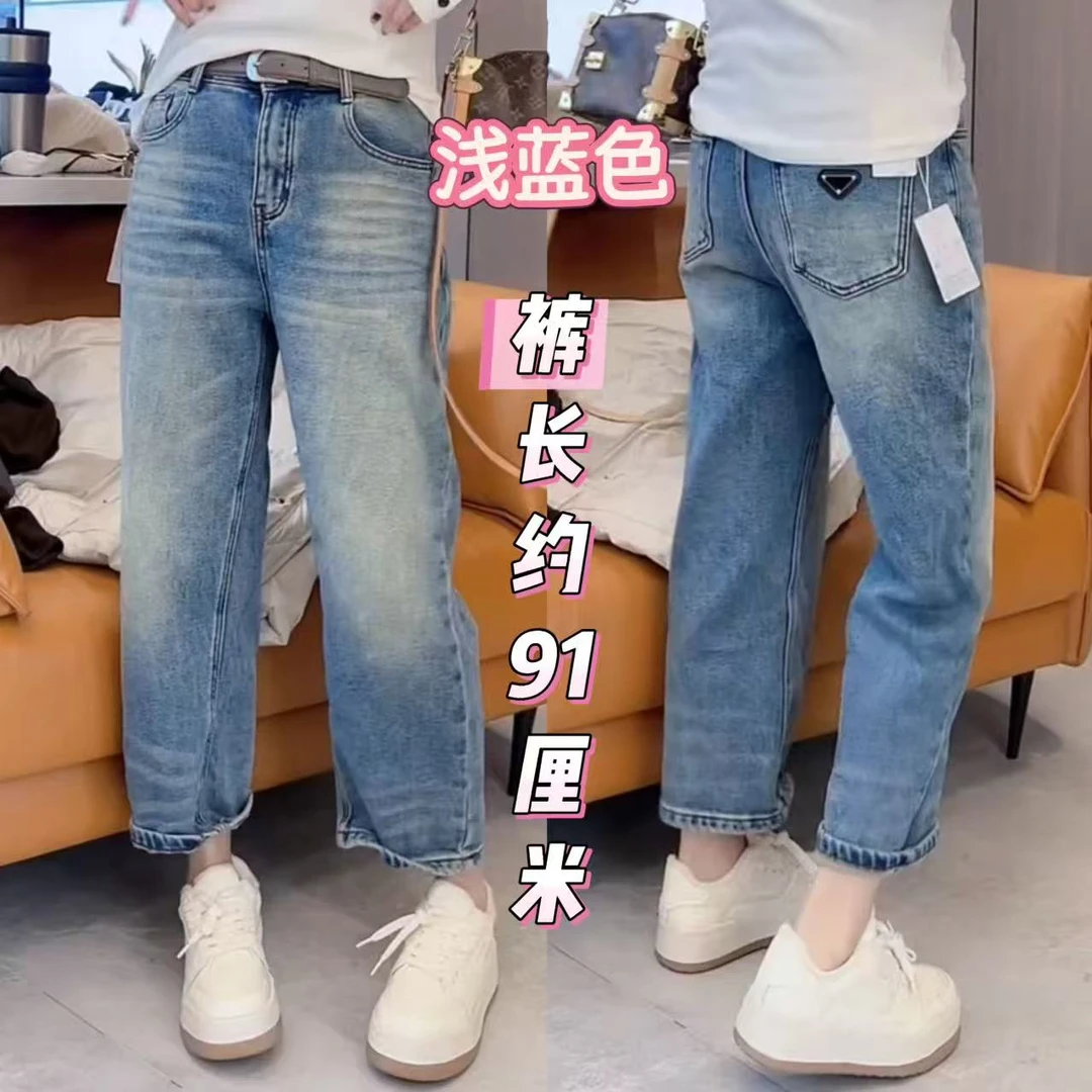 22773后兜三角标百搭加绒牛仔裤