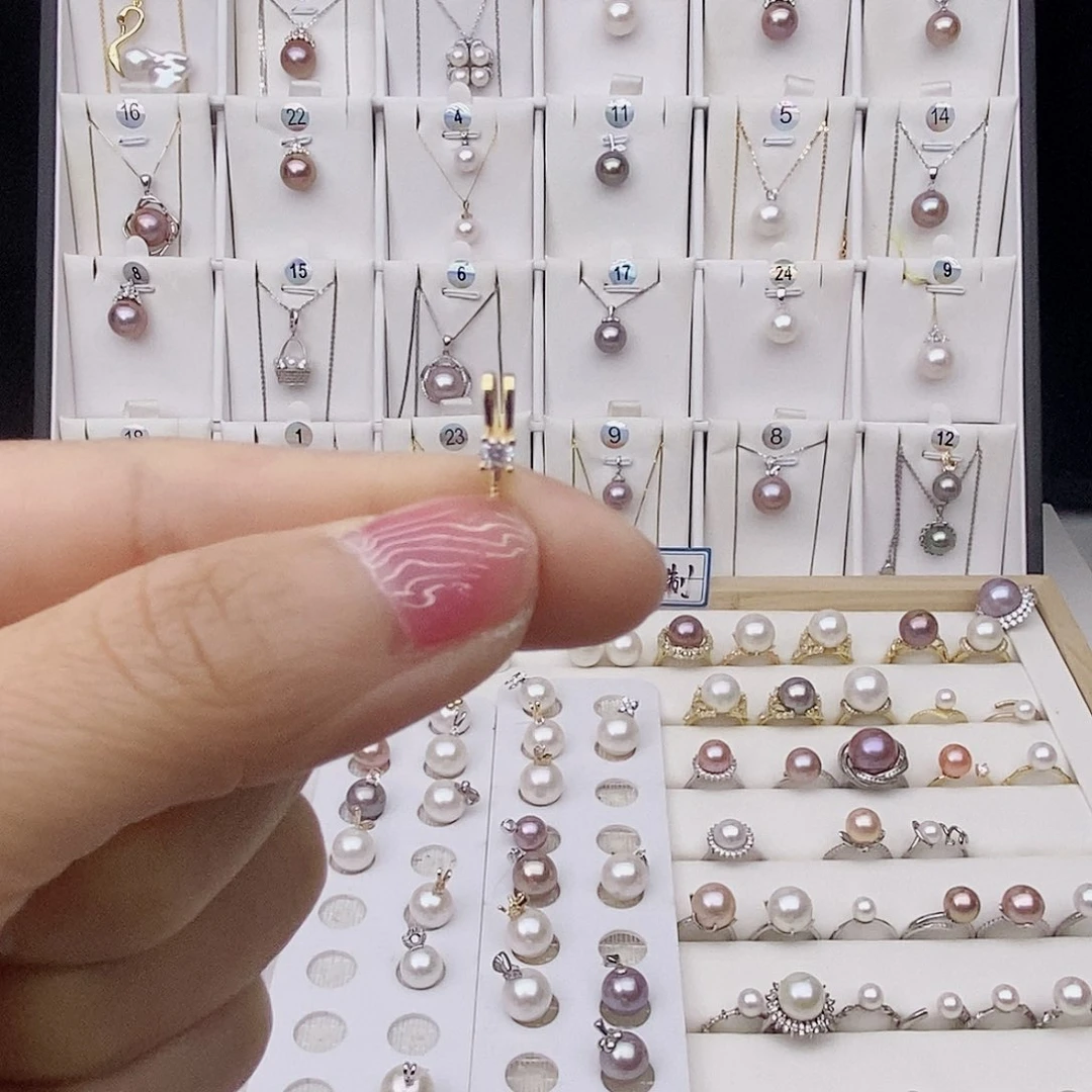 银S925镶嵌淡水珍珠吊坠(不含链)