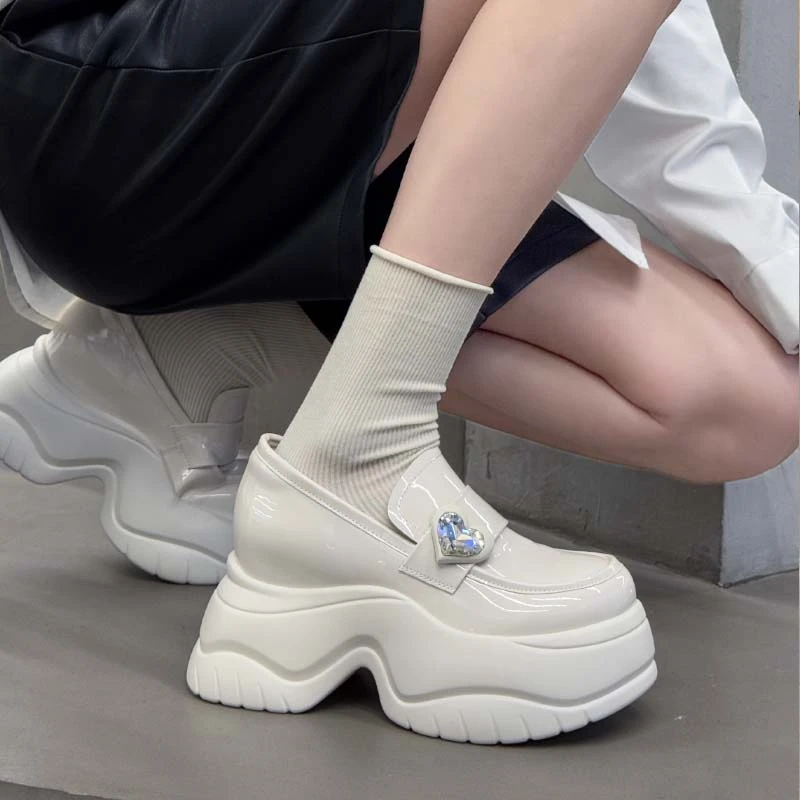 【海洋之心】2025早春9CM英伦风JK平增高复古厚底小皮鞋6006