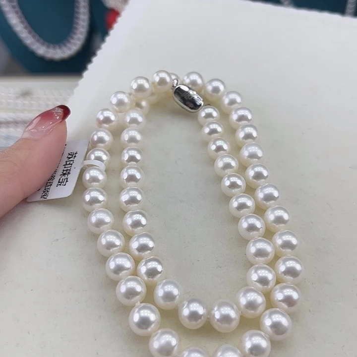 淡水珍珠银S925镶嵌颈饰8➕极光冷白高品