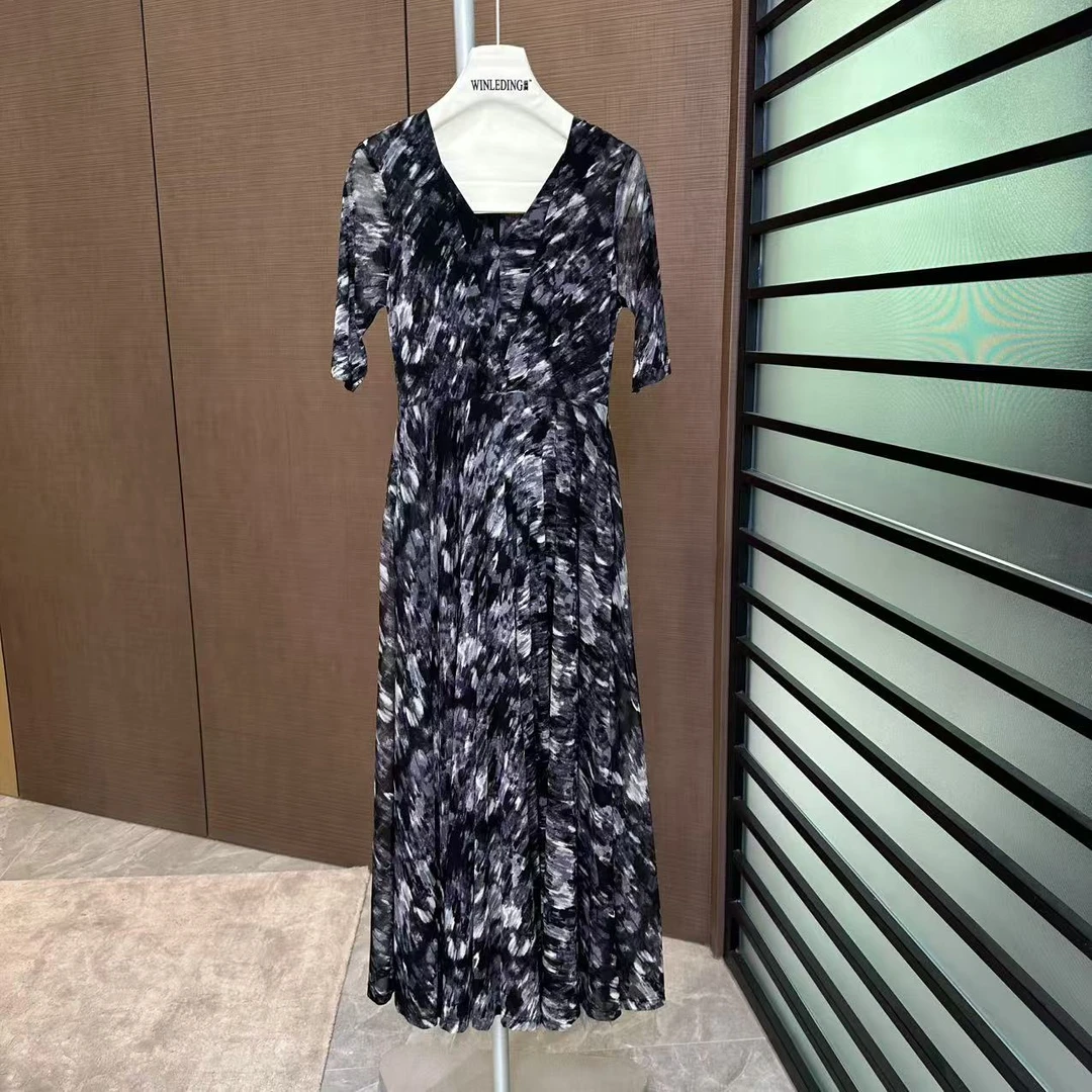 【温澜服饰】紫蕊碎花V领连衣裙20404