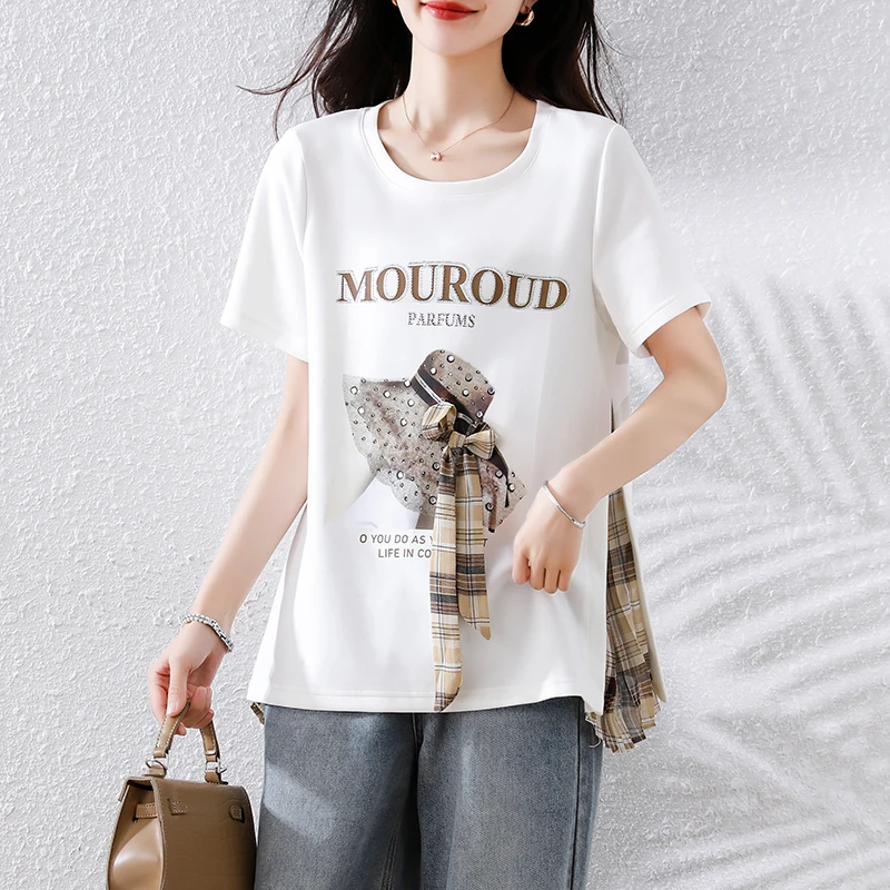 大码洋气女装印花纯棉T恤女短袖2025夏季新款爆款宽松遮肉上衣