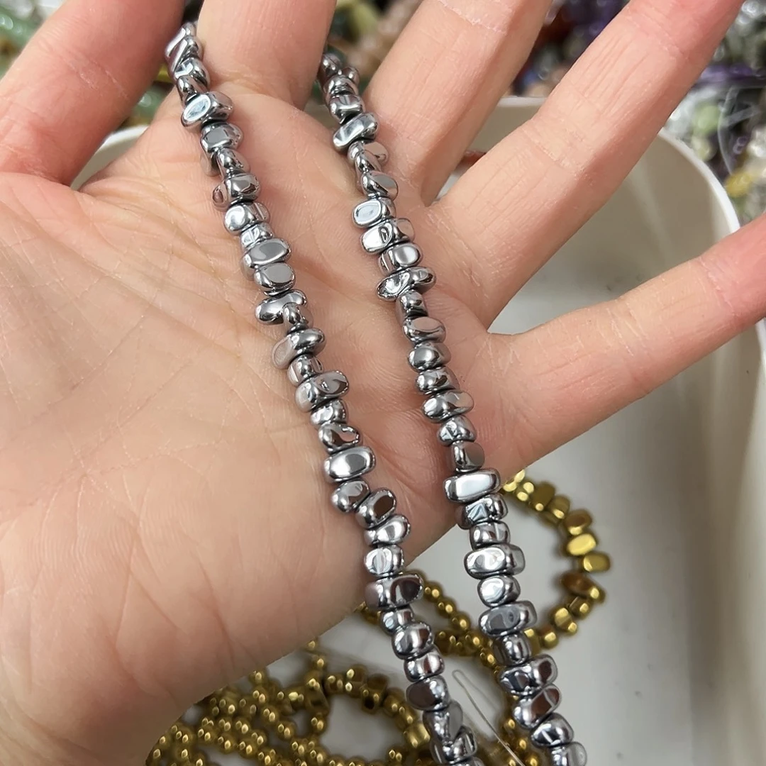 玛瑙/玉髓未镶嵌珠宝半成品，黑胆石碎银子高保色一条