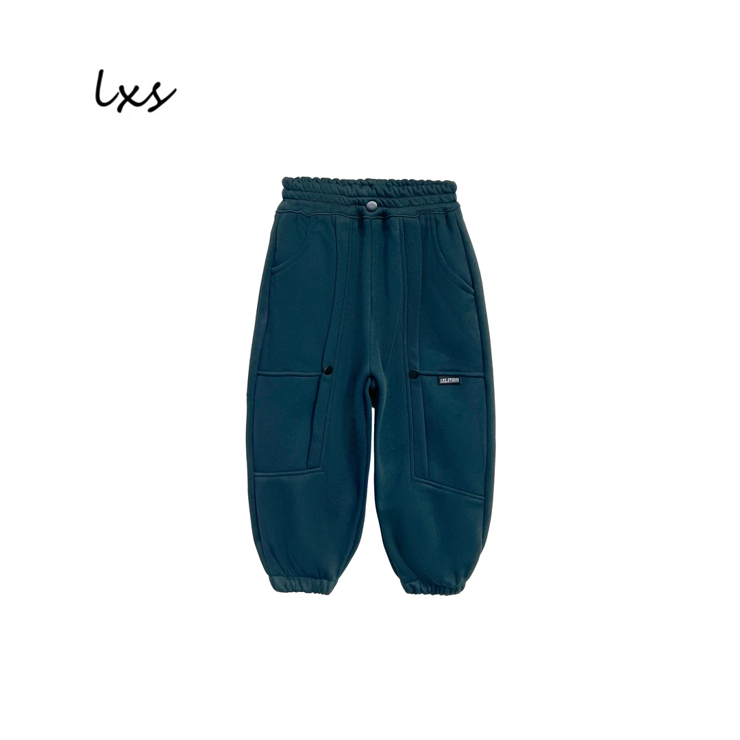 鹿小生深青童装冬季儿童加绒裤韩版宽松时尚百搭休闲卫裤FK9007