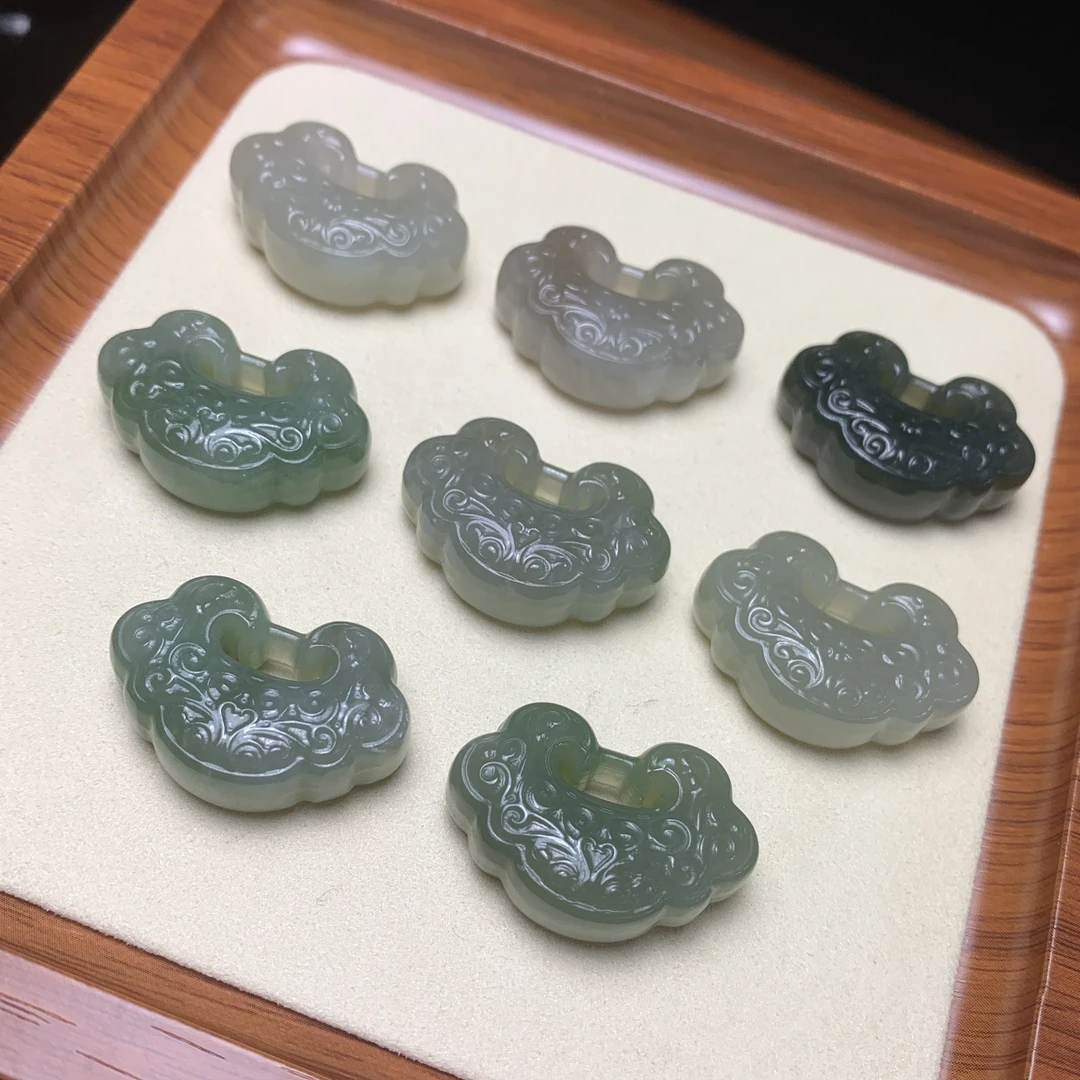 ［钰杰和田玉］小号#和田玉晴水祥云如意锁 晴水宝宝锁 多样性发货