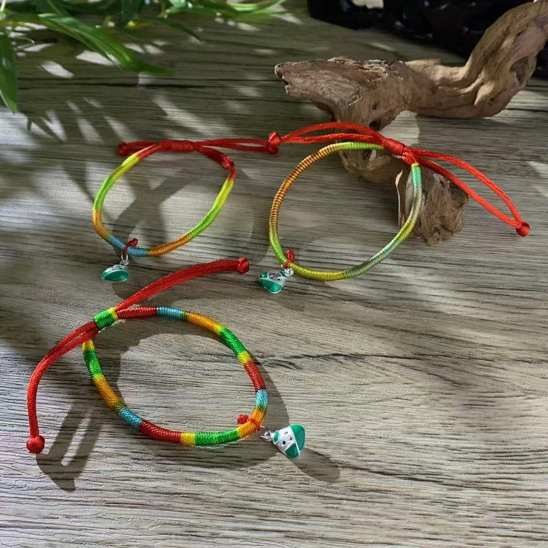 足银手链 Y034【福嘟嘟】五色流光粽子足银手绳-多样性只发一件