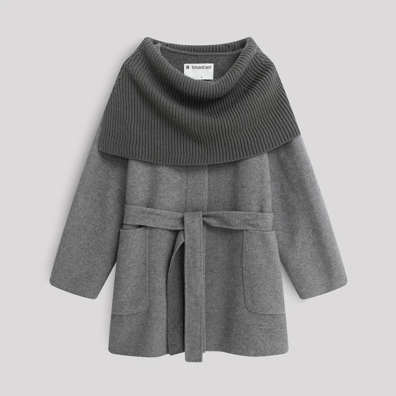 播【格雷系/老钱风】毛呢中长款针织大衣BDQ4AD1190