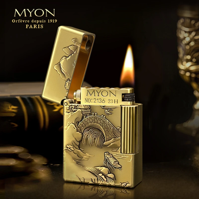 MYON欧洲勉牌M619新山水画一机一码煤油打火机