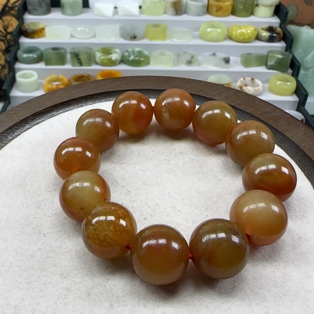 花***梨蛇纹石玉未镶嵌戒指串