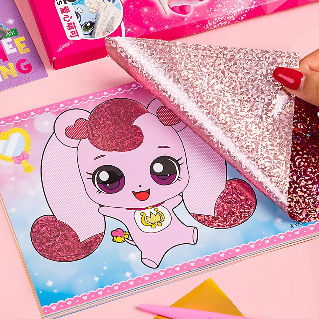 沙画儿童炫彩沙奇妙萌可刮刮画纸本女孩子diy手工填彩色绘画玩具
