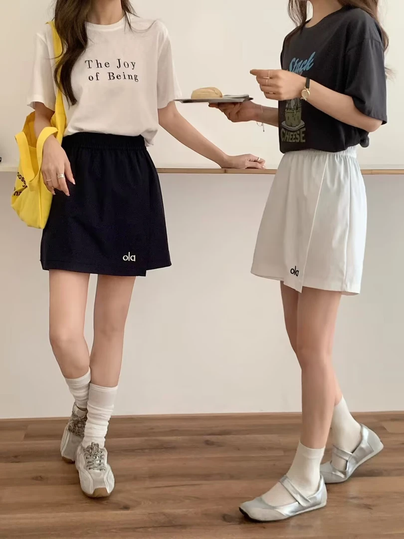 微胖大码女装夏季高腰薄款A版不规则设计裙裤运动休闲宽松短裤女