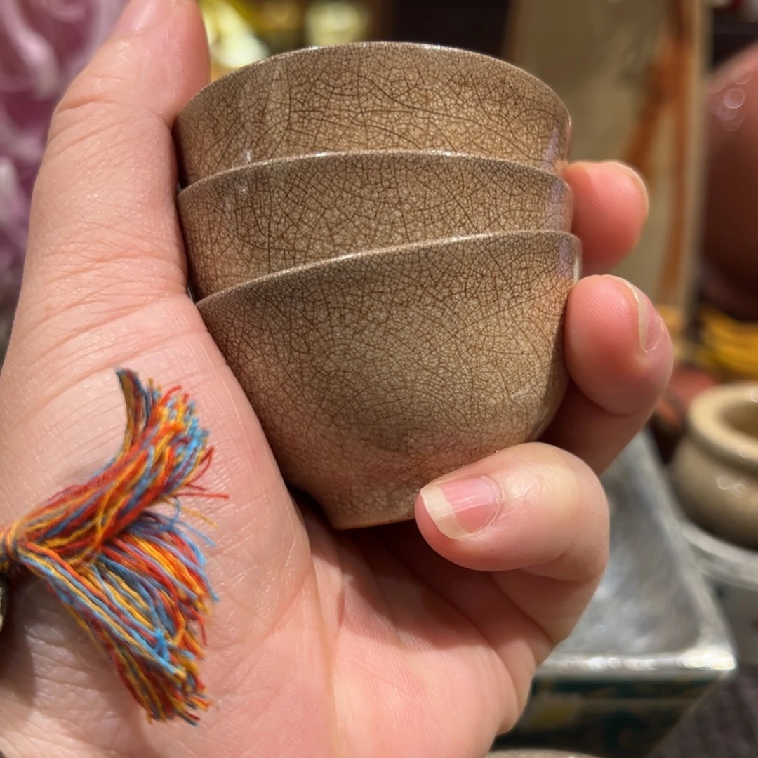 峰***漳州窑柴烧小杯三只全品