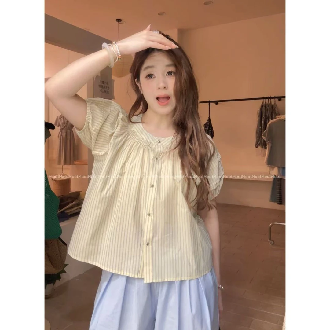 【mooi】'小城故事'春夏新款韩版ins风小众设计感衬衫