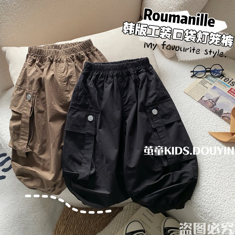 【麦麦妈】C068春秋小童工装口袋休闲长裤春季新品男女宝宝韩版百搭