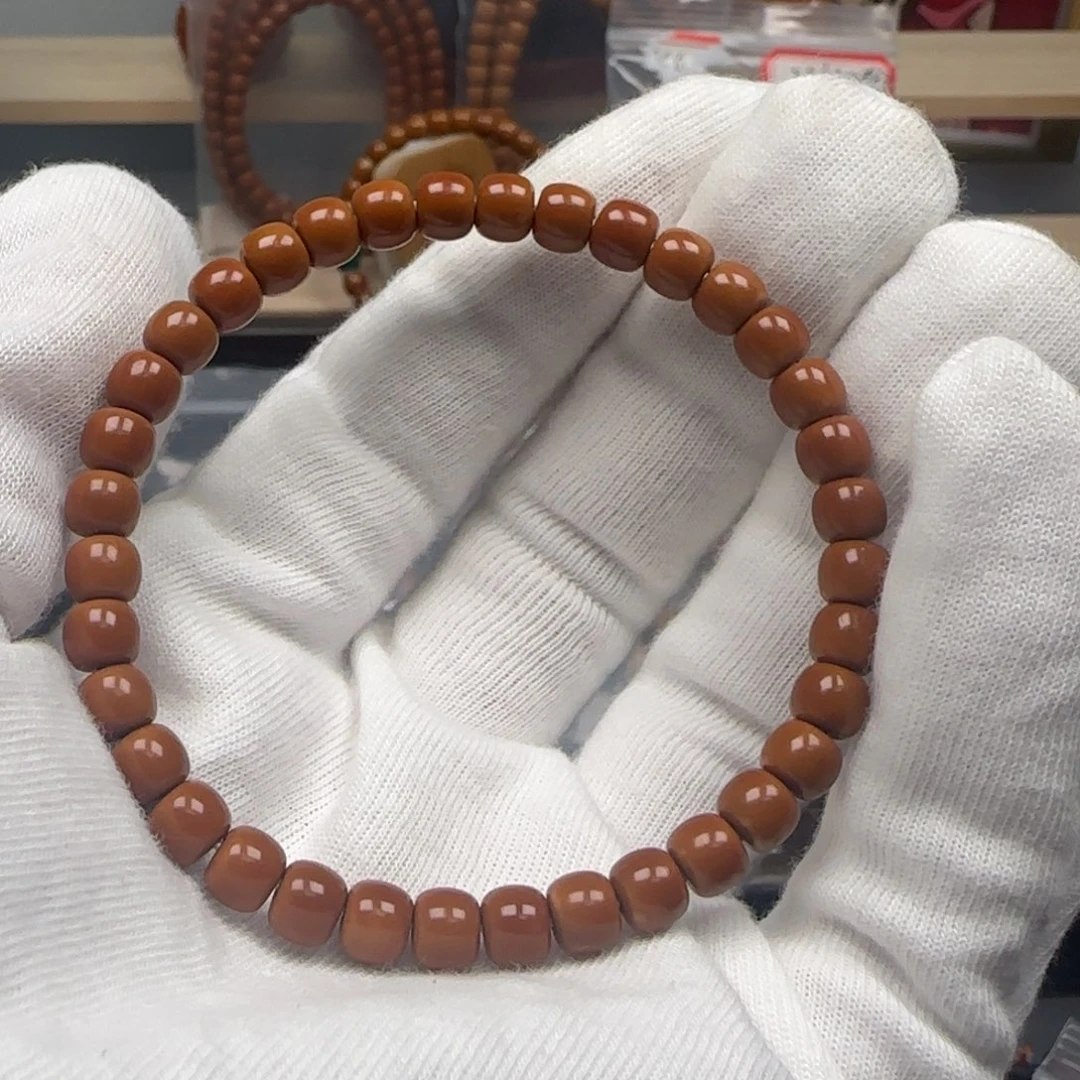 手串橄榄核老挝单圈极限弧微白6.1mm