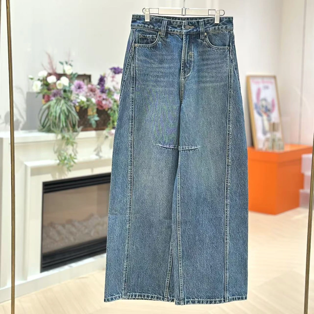 PM王囡囡 蓝色休闲水洗牛仔裤 NC1D1375