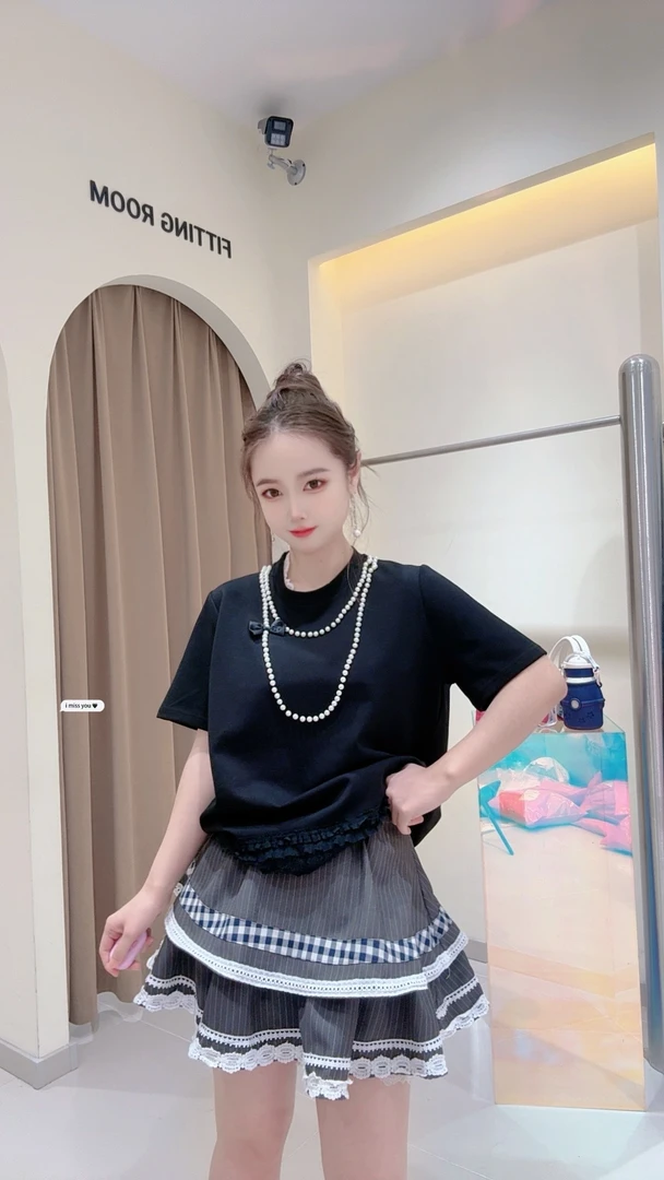 【月亮也晚安】大观欧货设计感针织项链短袖显瘦不规则高腰设计师范