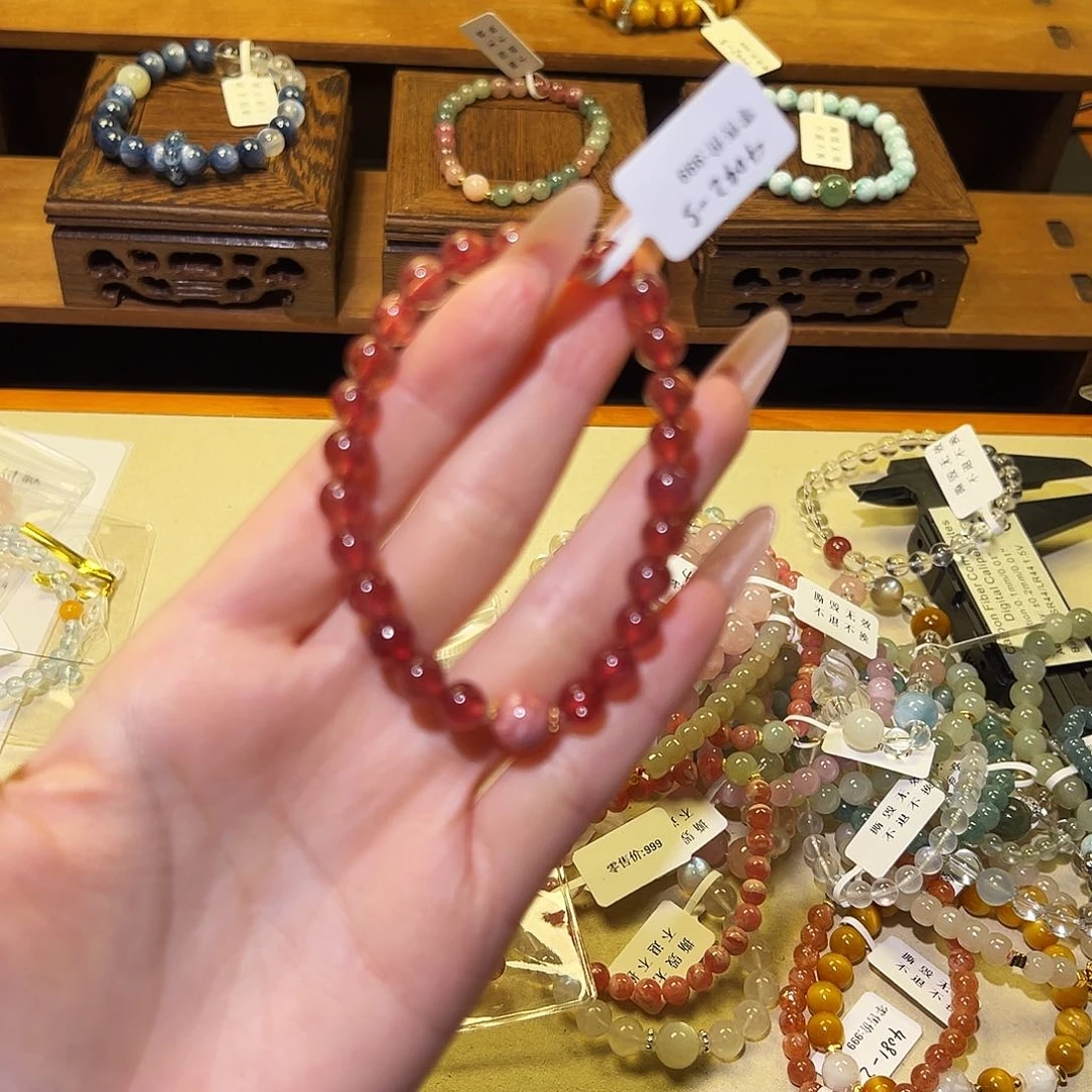 水晶手链银S925镶嵌草莓4042