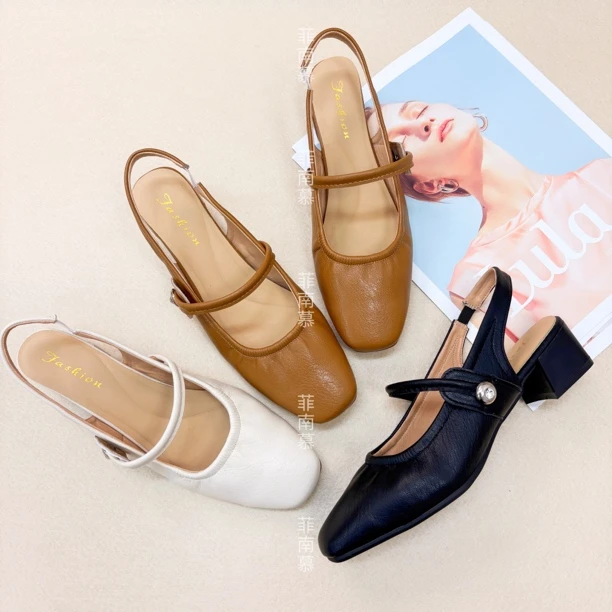 【老板娘同款】夏季新款玛丽珍方头一字带鞋女舒适百搭透气女鞋2589