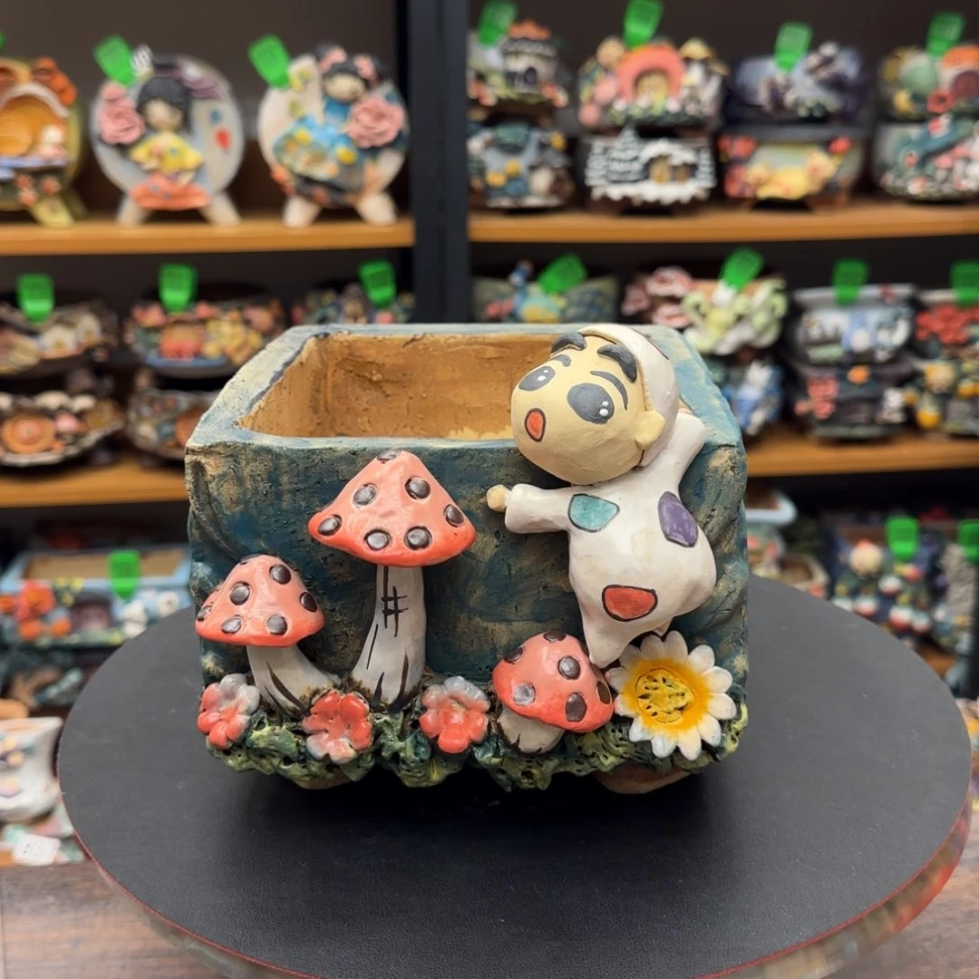 【闪购商品】陶瓷紫**花粗陶手捏
