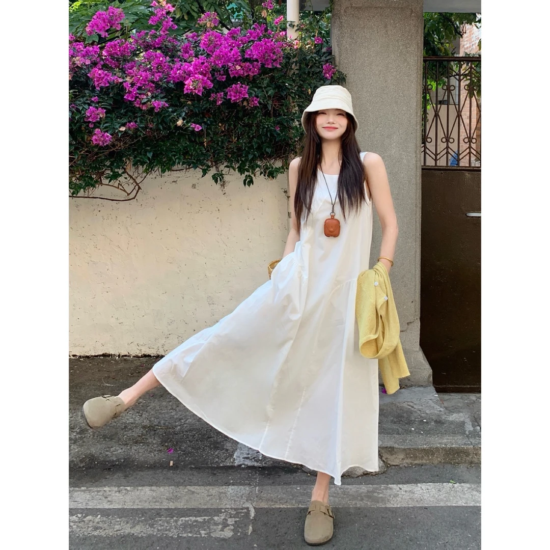 三宅裙~夏季圆领清新无袖显瘦背心连衣裙