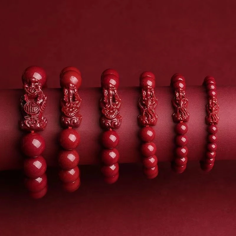 含辰砂工艺品朱砂辰砂18mm单貔貅手串手链不支持生肖串珠火烧