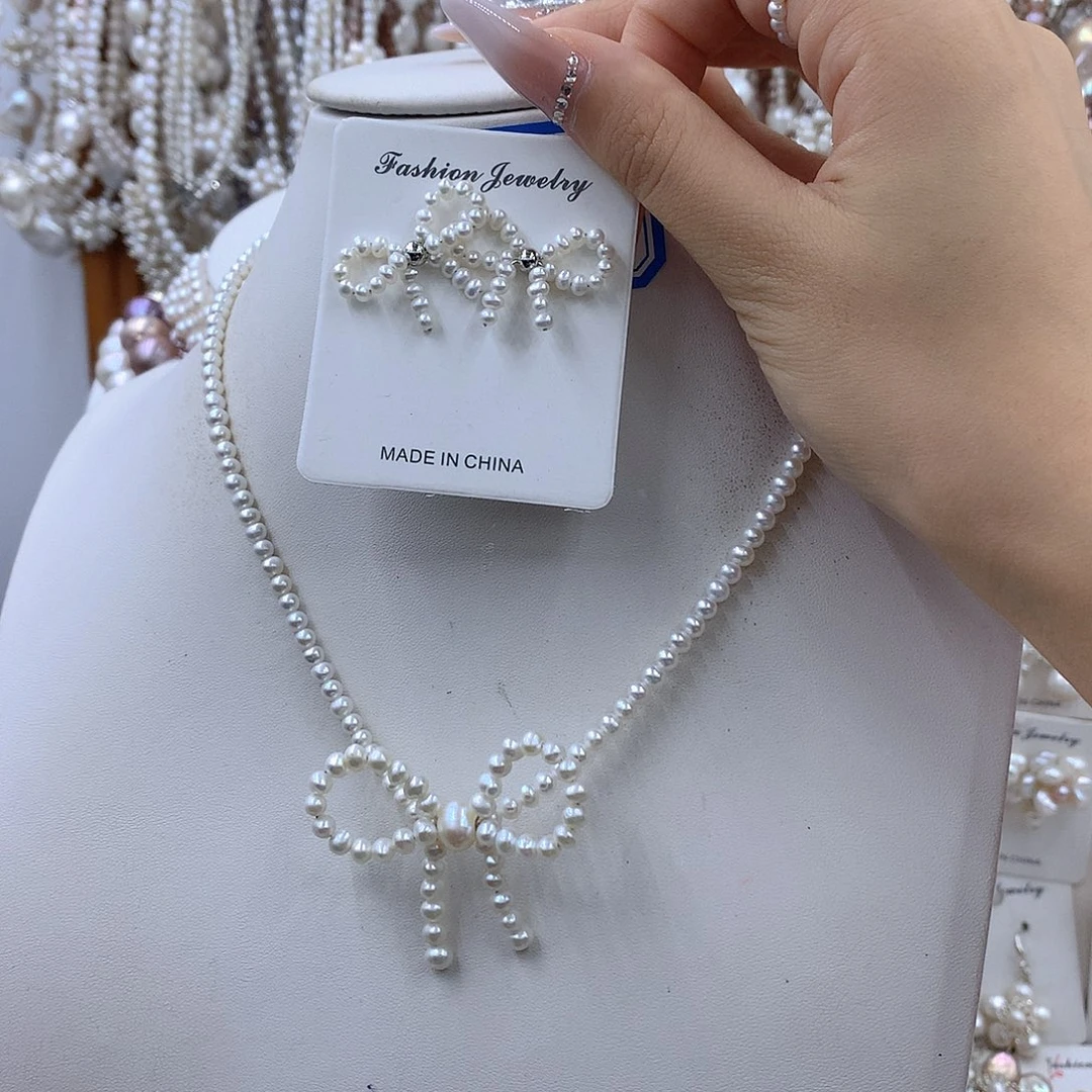 淡水珍珠项链耳饰银S925镶嵌