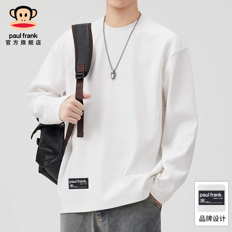 paul frank/大嘴猴简约宽松圆领长袖t恤男士2025秋冬新款休闲上衣